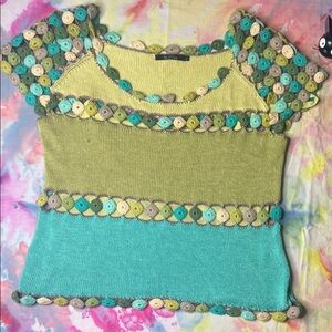 ✨ NIC+ZOE Green & Blue Button-Accent Blouse | Chic Modern Top